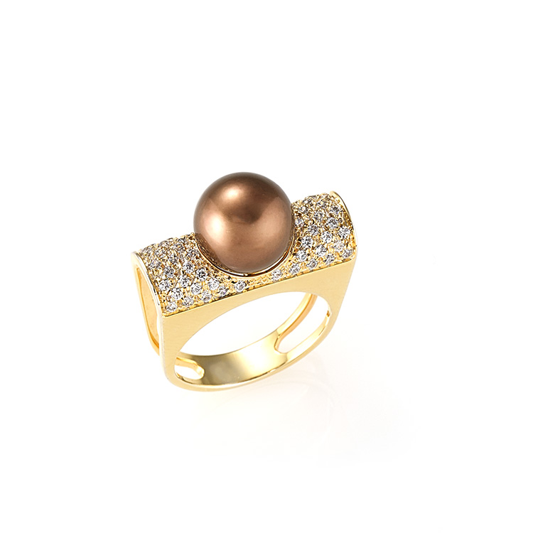 Ring pink gold 18kt brilliant cut brown diamonds 0,60ct Chocolate Pearl