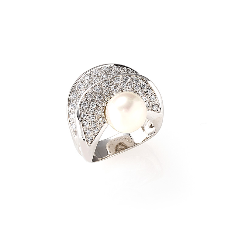 Anello oro bianco 18kt diamanti taglio brillante 1,00ct Perla Australia.