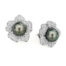 Orecchini oro bianco 18 kt diamanti taglio brillante 2,00ct Perle Tahiti 11mm.